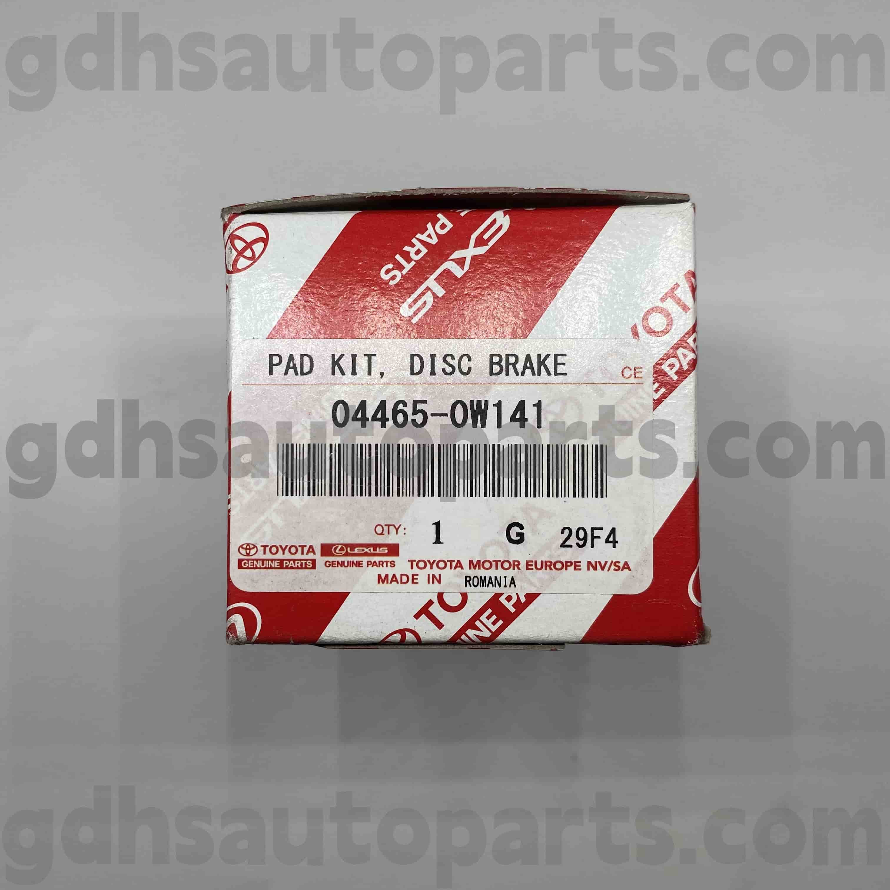 04465-0W141 Toyota Gerçek Parçalar Prius için ön fren balataları, Lexus CT200H şasi no. Zvw30..eur