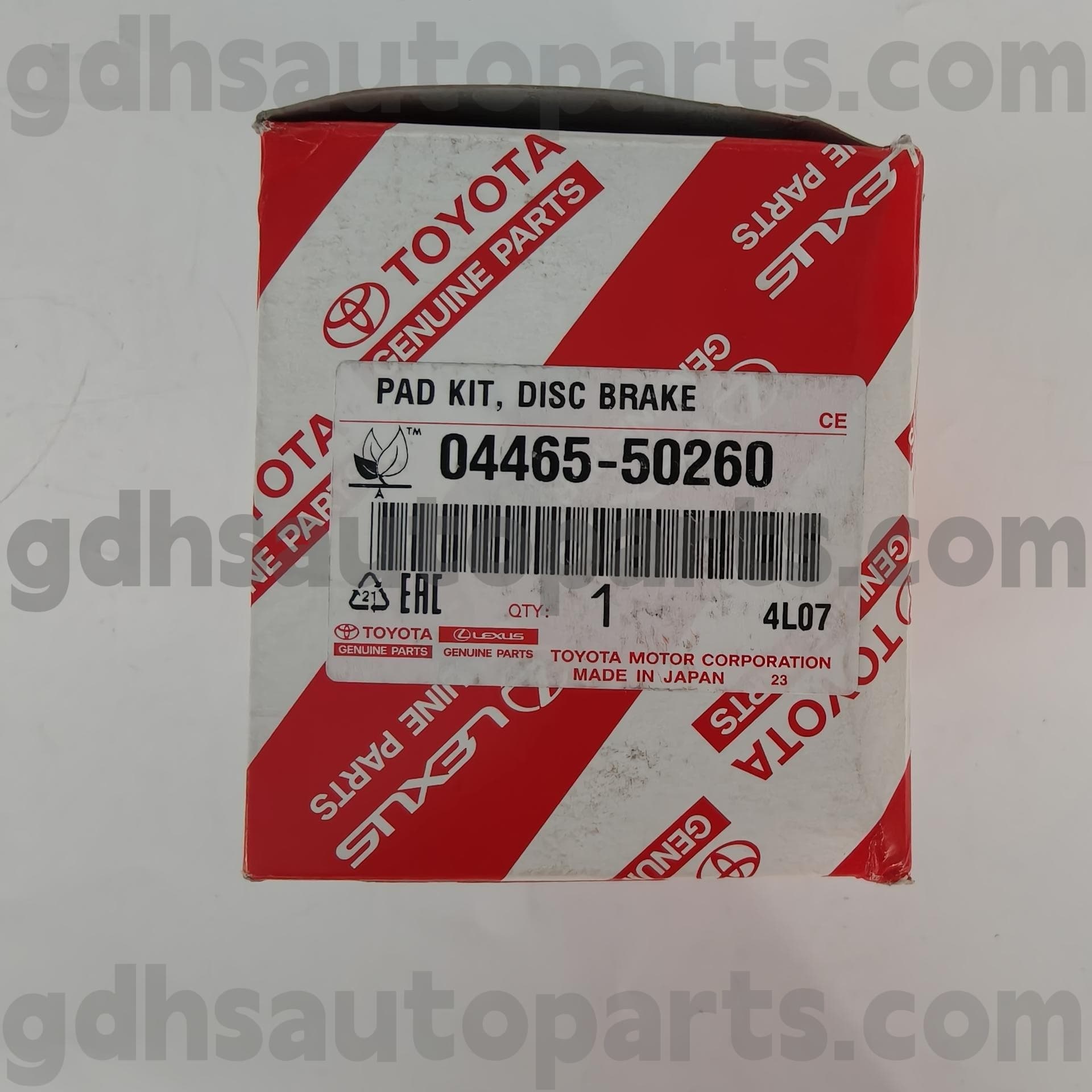 04465-50260 Toyota Orijinal Parçalar LS460/460L için ön fren balataları, LS600H/600HL şasi no. USF4# UVF4#